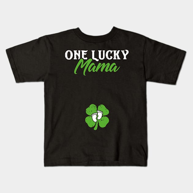 One Lucky Mama St Patricks Day Pregnancy Announcement Kids T-Shirt by trendingoriginals